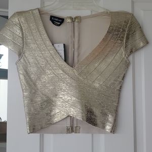 Bebe sparkly gold crop top